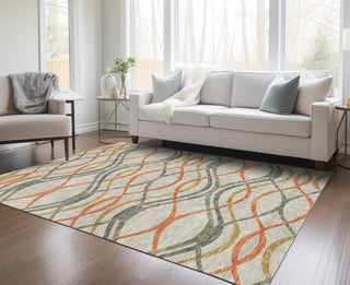 Piper Looms Chantille Waves ACN757 Orange Machine Washable Area Rug Lifestyle Image Feature