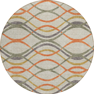Piper Looms Chantille Waves ACN757 Orange Machine Washable Area Rug Round Main Image