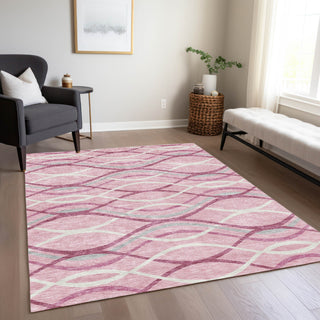Piper Looms Chantille Waves ACN757 Pink Machine Washable Area Rug Lifestyle Image Feature