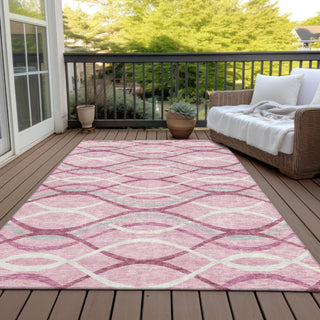 Piper Looms Chantille Waves ACN757 Pink Machine Washable Area Rug Outdoor Lifestyle Image Feature