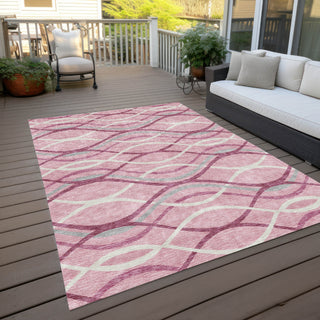 Piper Looms Chantille Waves ACN757 Pink Machine Washable Area Rug Outdoor Lifestyle Image Feature