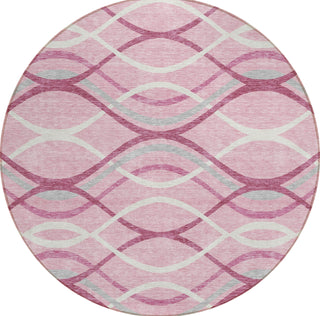 Piper Looms Chantille Waves ACN757 Pink Machine Washable Area Rug Round Main Image