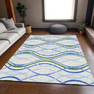 Piper Looms Chantille Waves ACN757 Sky Machine Washable Area Rug Lifestyle Image Feature