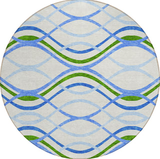 Piper Looms Chantille Waves ACN757 Sky Machine Washable Area Rug Round Main Image