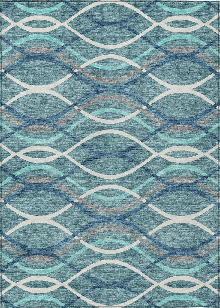 Piper Looms Chantille Waves ACN757 Teal Machine Washable Area Rug main image