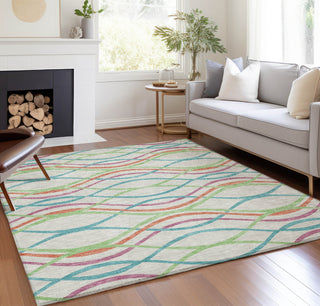 Piper Looms Chantille Waves ACN757 White Machine Washable Area Rug Lifestyle Image Feature