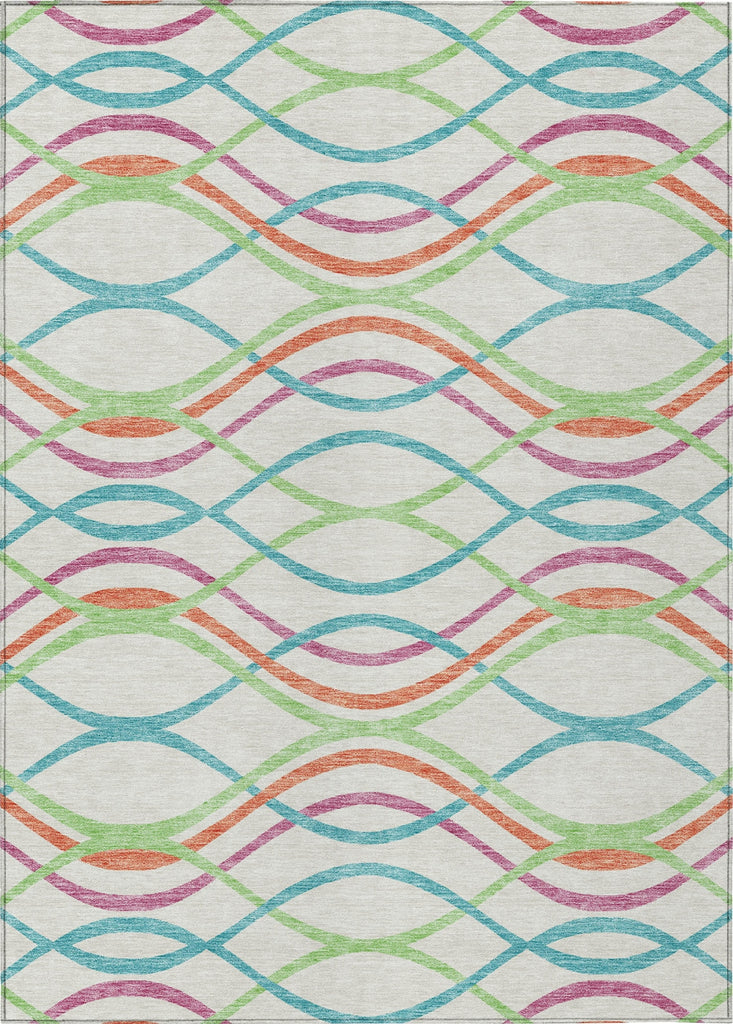 Piper Looms Chantille Waves ACN757 White Machine Washable Area Rug main image