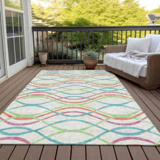 Piper Looms Chantille Waves ACN757 White Machine Washable Area Rug Outdoor Lifestyle Image Feature