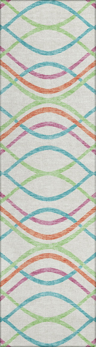 Piper Looms Chantille Waves ACN757 White Machine Washable Area Rug Runner Main Image