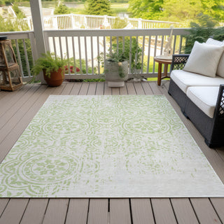 Piper Looms Chantille Medallions ACN758 Aloe Machine Washable Area Rug Outdoor Lifestyle Image Feature