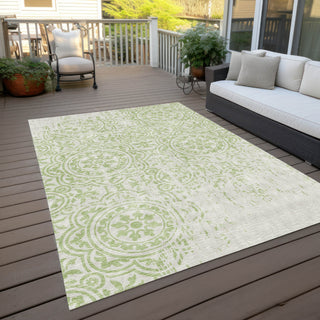 Piper Looms Chantille Medallions ACN758 Aloe Machine Washable Area Rug Outdoor Lifestyle Image Feature