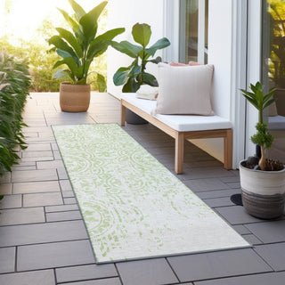 Piper Looms Chantille Medallions ACN758 Aloe Machine Washable Area Rug Runner Outdoor Lifestyle Image Feature