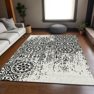 Piper Looms Chantille Medallions ACN758 Black Machine Washable Area Rug Lifestyle Image Feature