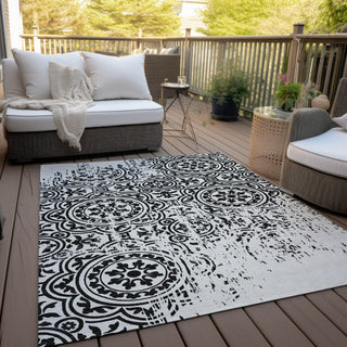Piper Looms Chantille Medallions ACN758 Black Machine Washable Area Rug Outdoor Lifestyle Image Feature
