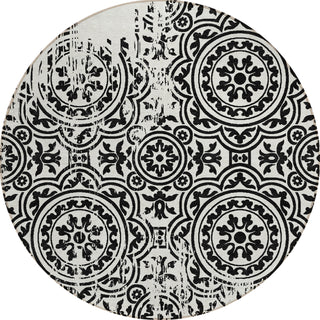 Piper Looms Chantille Medallions ACN758 Black Machine Washable Area Rug Round Main Image