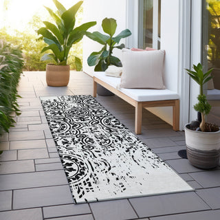 Piper Looms Chantille Medallions ACN758 Black Machine Washable Area Rug Runner Outdoor Lifestyle Image Feature