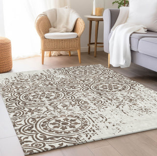 Piper Looms Chantille Medallions ACN758 Chocolate Machine Washable Area Rug Lifestyle Image Feature