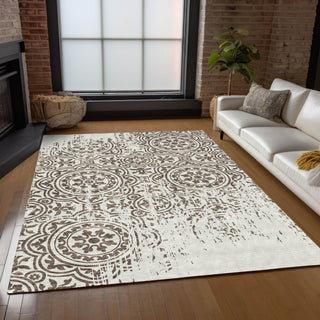 Piper Looms Chantille Medallions ACN758 Chocolate Machine Washable Area Rug Lifestyle Image Feature