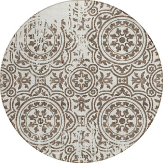 Piper Looms Chantille Medallions ACN758 Chocolate Machine Washable Area Rug Round Main Image