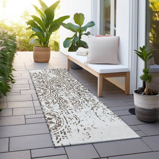 Piper Looms Chantille Medallions ACN758 Chocolate Machine Washable Area Rug Runner Outdoor Lifestyle Image Feature