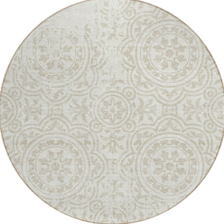 Piper Looms Chantille Medallions ACN758 Ivory Machine Washable Area Rug Round Main Image