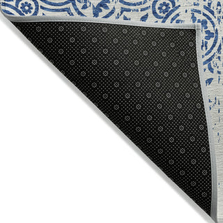 Piper Looms Chantille Medallions ACN758 Navy Machine Washable Area Rug Backing Image
