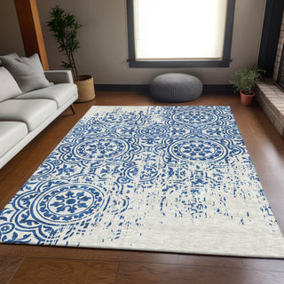 Piper Looms Chantille Medallions ACN758 Navy Machine Washable Area Rug Lifestyle Image Feature