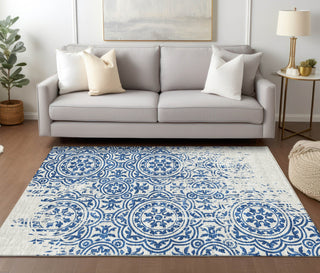 Piper Looms Chantille Medallions ACN758 Navy Machine Washable Area Rug Lifestyle Image Feature