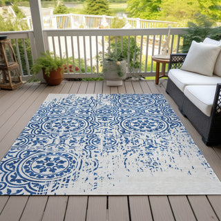 Piper Looms Chantille Medallions ACN758 Navy Machine Washable Area Rug Outdoor Lifestyle Image Feature