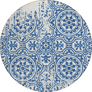 Piper Looms Chantille Medallions ACN758 Navy Machine Washable Area Rug Round Main Image