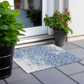 Piper Looms Chantille Medallions ACN758 Navy Machine Washable Area Rug Scatter Outdoor Lifestyle Image Feature