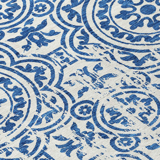 Piper Looms Chantille Medallions ACN758 Navy Machine Washable Area Rug Swatch Image
