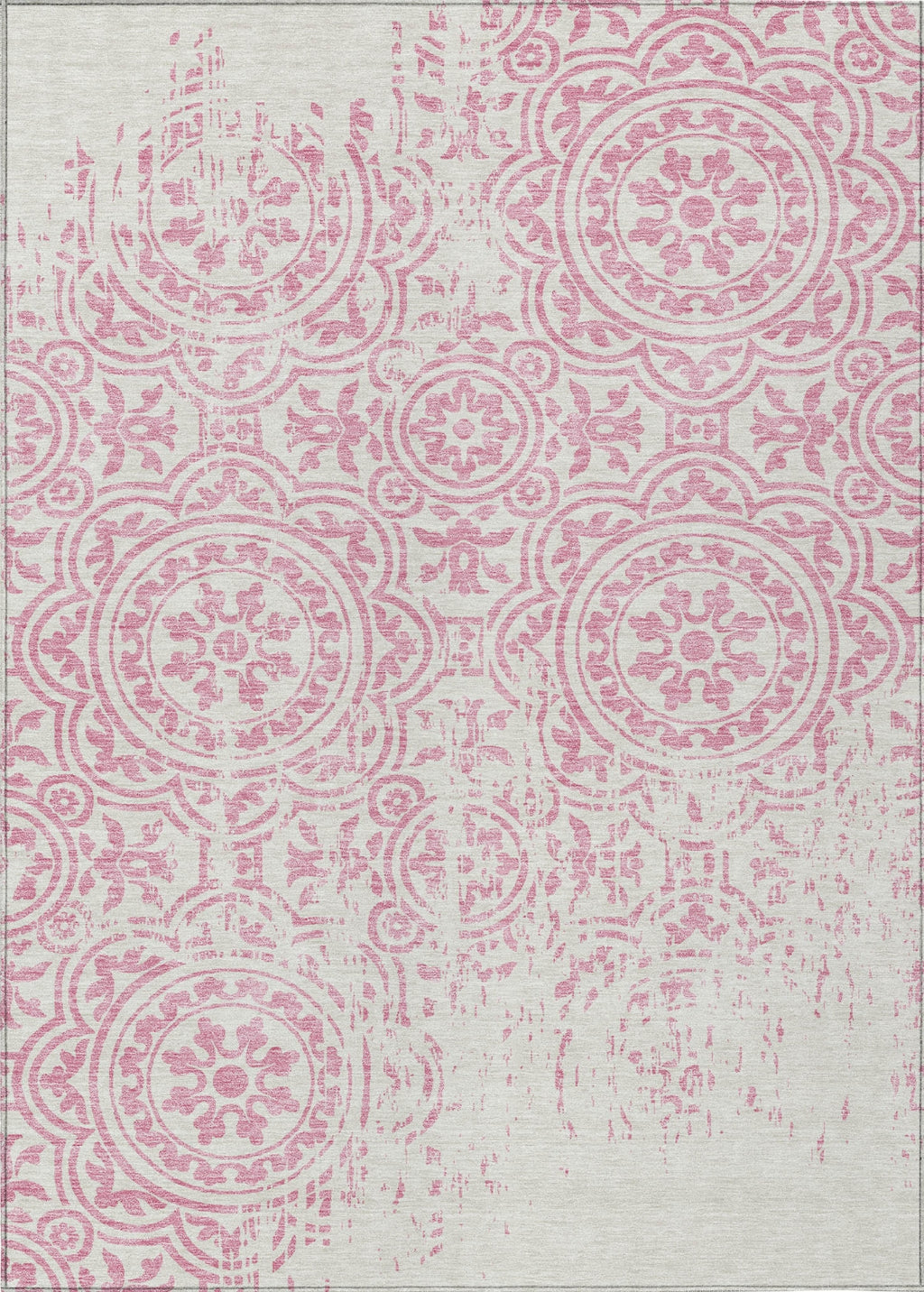 Piper Looms Chantille Medallions ACN758 Pink Machine Washable Area Rug ...
