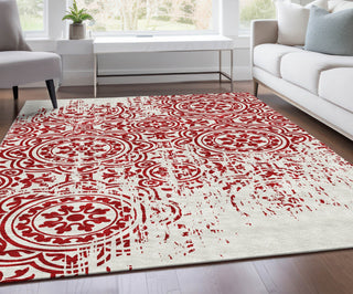 Piper Looms Chantille Medallions ACN758 Red Machine Washable Area Rug Lifestyle Image Feature