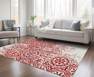 Piper Looms Chantille Medallions ACN758 Red Machine Washable Area Rug Lifestyle Image Feature