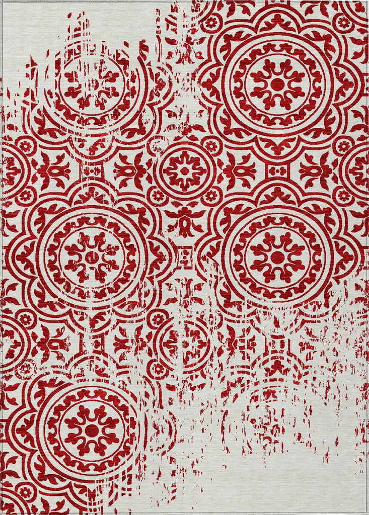 Piper Looms Chantille Medallions ACN758 Red Machine Washable Area Rug main image