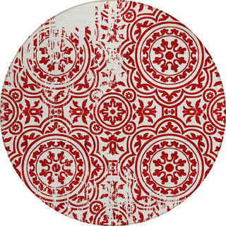 Piper Looms Chantille Medallions ACN758 Red Machine Washable Area Rug Round Main Image