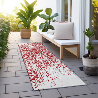 Piper Looms Chantille Medallions ACN758 Red Machine Washable Area Rug Runner Outdoor Lifestyle Image Feature