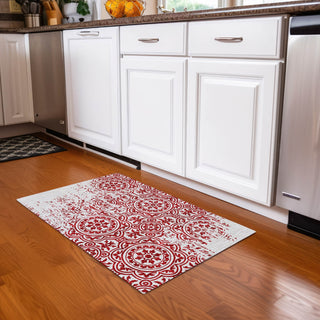 Piper Looms Chantille Medallions ACN758 Red Machine Washable Area Rug Scatter Lifestyle Image Feature