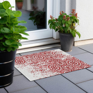Piper Looms Chantille Medallions ACN758 Red Machine Washable Area Rug Scatter Outdoor Lifestyle Image Feature