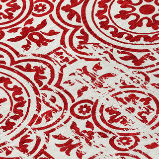 Piper Looms Chantille Medallions ACN758 Red Machine Washable Area Rug Swatch Image