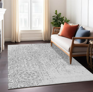 Piper Looms Chantille Medallions ACN758 Silver Machine Washable Area Rug Lifestyle Image Feature