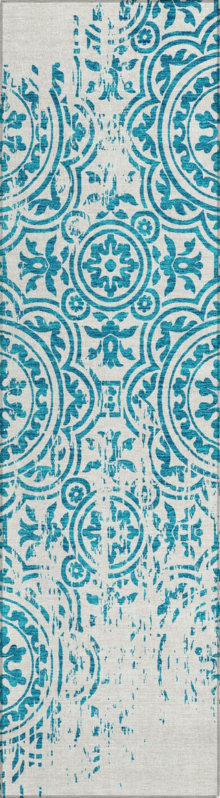 Piper Looms Chantille Medallions ACN758 Teal Machine Washable Area Rug Runner Main Image
