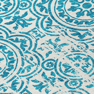 Piper Looms Chantille Medallions ACN758 Teal Machine Washable Area Rug Swatch Image