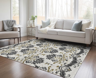 Piper Looms Chantille Vintage ACN759 Black Machine Washable Area Rug Lifestyle Image Feature