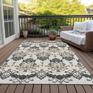 Piper Looms Chantille Vintage ACN759 Black Machine Washable Area Rug Outdoor Lifestyle Image Feature