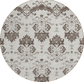 Piper Looms Chantille Vintage ACN759 Chocolate Machine Washable Area Rug Round Main Image