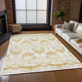 Piper Looms Chantille Vintage ACN759 Gold Machine Washable Area Rug Lifestyle Image Feature