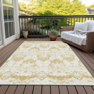 Piper Looms Chantille Vintage ACN759 Gold Machine Washable Area Rug Outdoor Lifestyle Image Feature