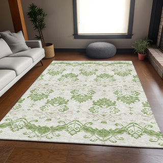 Piper Looms Chantille Vintage ACN759 Green Machine Washable Area Rug Lifestyle Image Feature